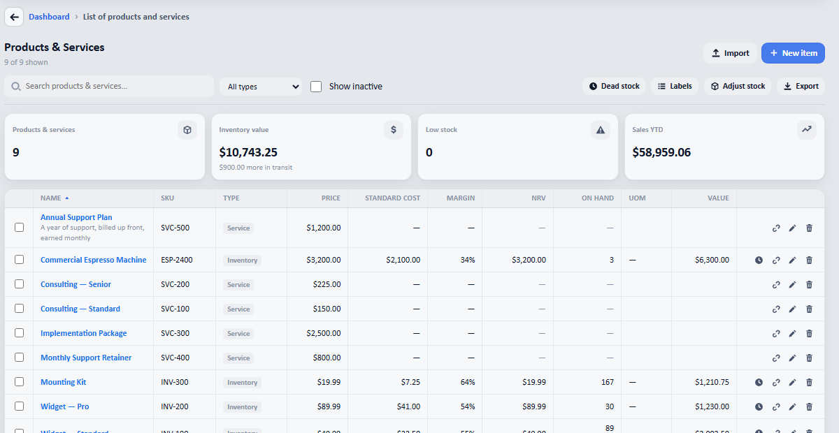 Open Products and stock → List of products and services and open the item you want to add a unit to.